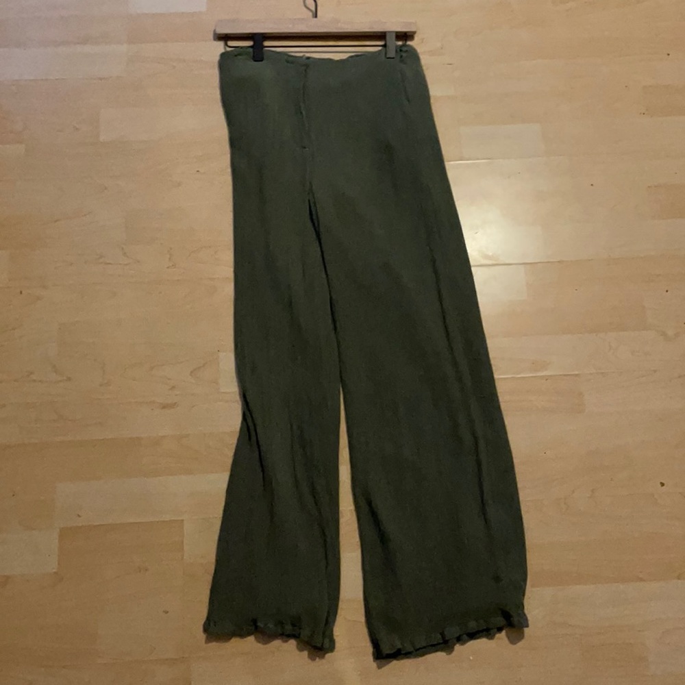 Scalloped Hem Green trousers